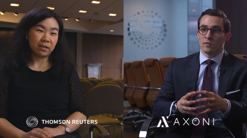 Video interview on blockchain partnership between Thomson Reuters and Axoni.